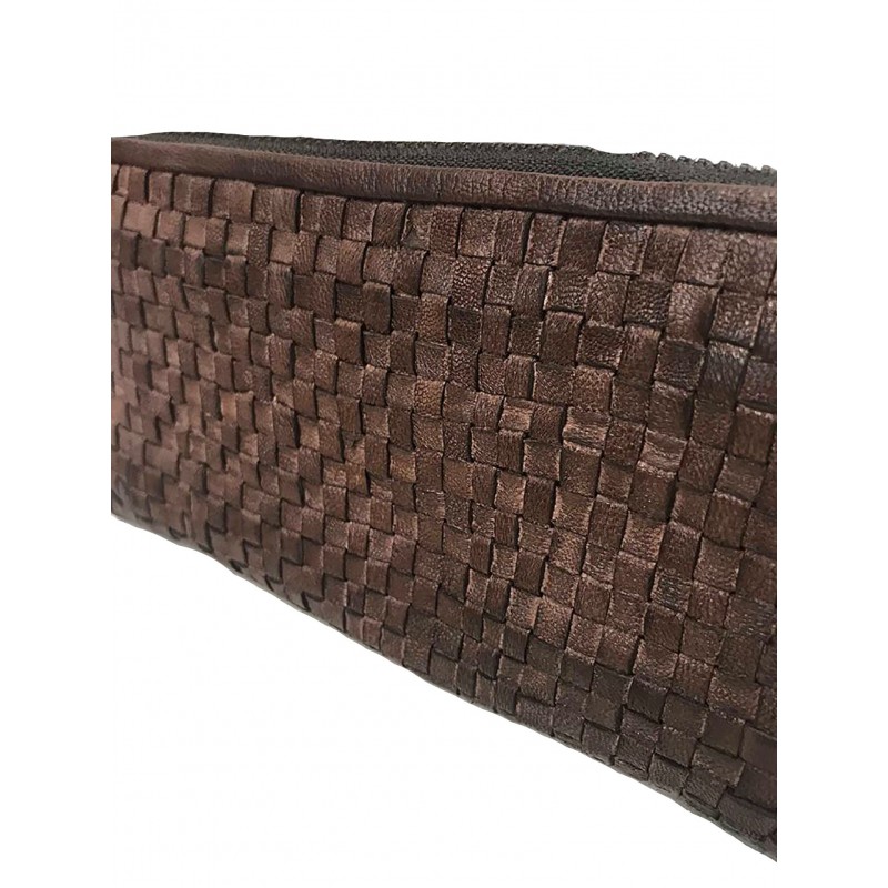 SIRIO PORTAFOGLIO PELLE MORBIDA VINTAGE INTRECCIATA TESTA MORO - immagine 5