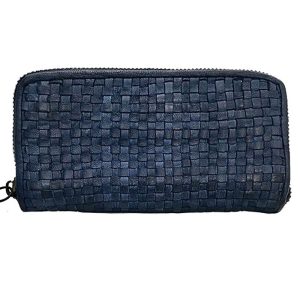 SIRIO PORTAFOGLIO PELLE MORBIDA VINTAGE INTRECCIATA BLU