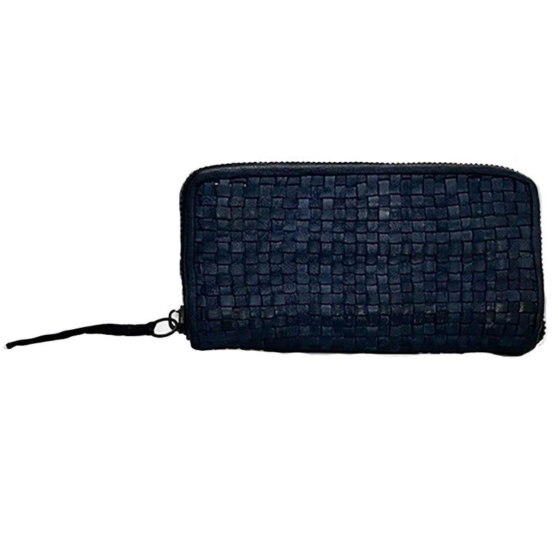 SIRIO PORTAFOGLIO PELLE MORBIDA VINTAGE INTRECCIATA BLU - immagine 3