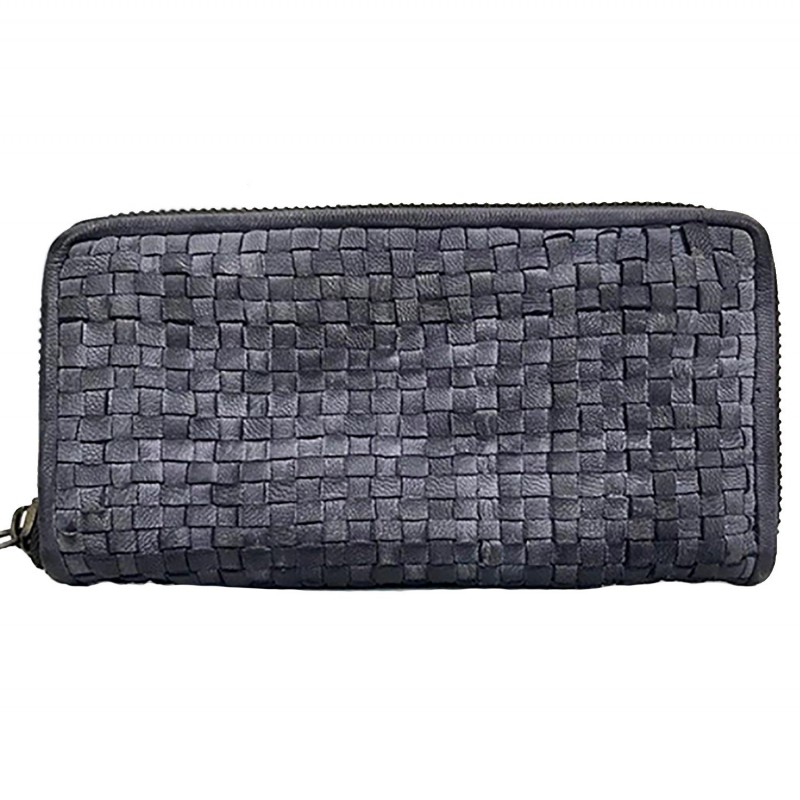 SIRIO PORTAFOGLIO PELLE MORBIDA VINTAGE INTRECCIATA GRIGIO - immagine 2