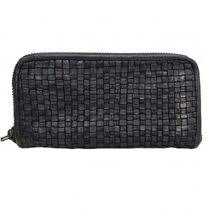 SIRIO PORTAFOGLIO PELLE MORBIDA VINTAGE INTRECCIATA NERO