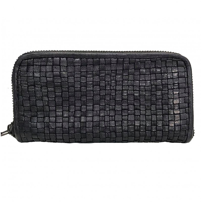 SIRIO PORTAFOGLIO PELLE MORBIDA VINTAGE INTRECCIATA NERO - immagine 2