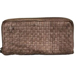 SIRIO PORTAFOGLIO PELLE MORBIDA VINTAGE INTRECCIATA TAUPE