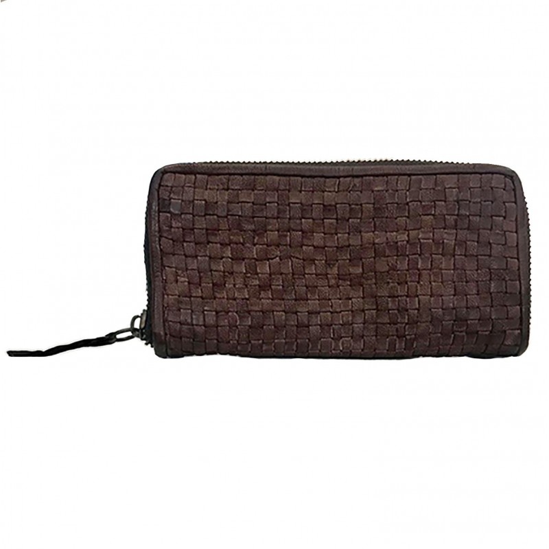 SIRIO PORTAFOGLIO PELLE MORBIDA VINTAGE INTRECCIATA TESTA MORO - immagine 3