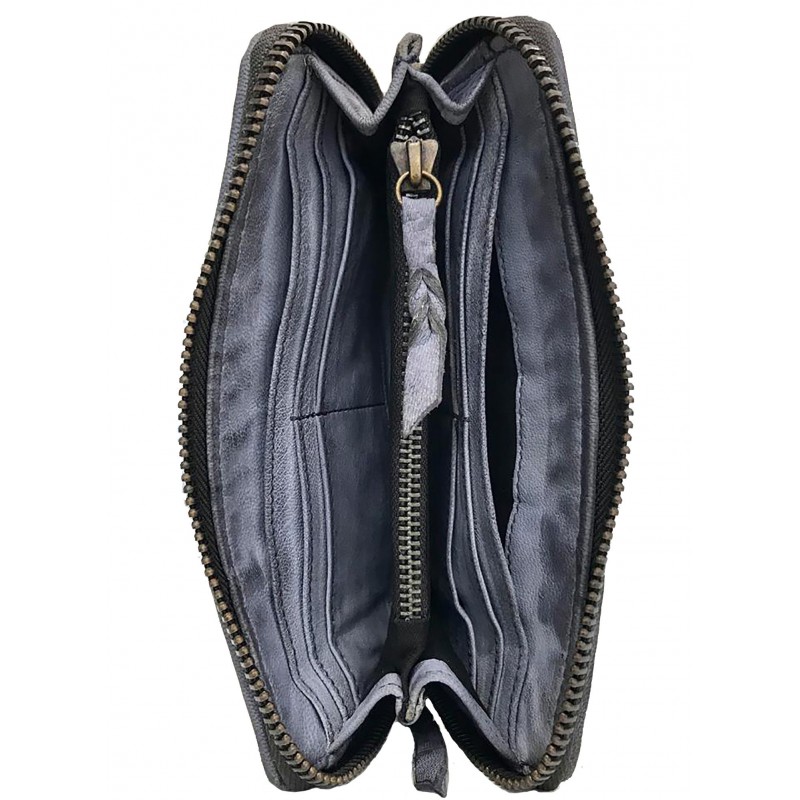 SIRIO PORTAFOGLIO PELLE MORBIDA VINTAGE INTRECCIATA GRIGIO - immagine 4