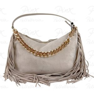 TWINSET Boho Liliane Leather Sottospalla Big Suede Frange 261TB7083 00017 Sabbia