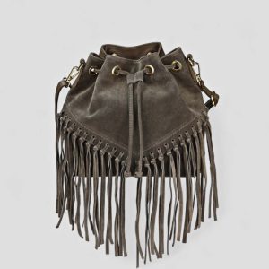 BORSA SECCHIELLO CON FRANGE SCAMOSCIATO HEIRAN SUEDE – DISPONIBILE IN VARI COLORI