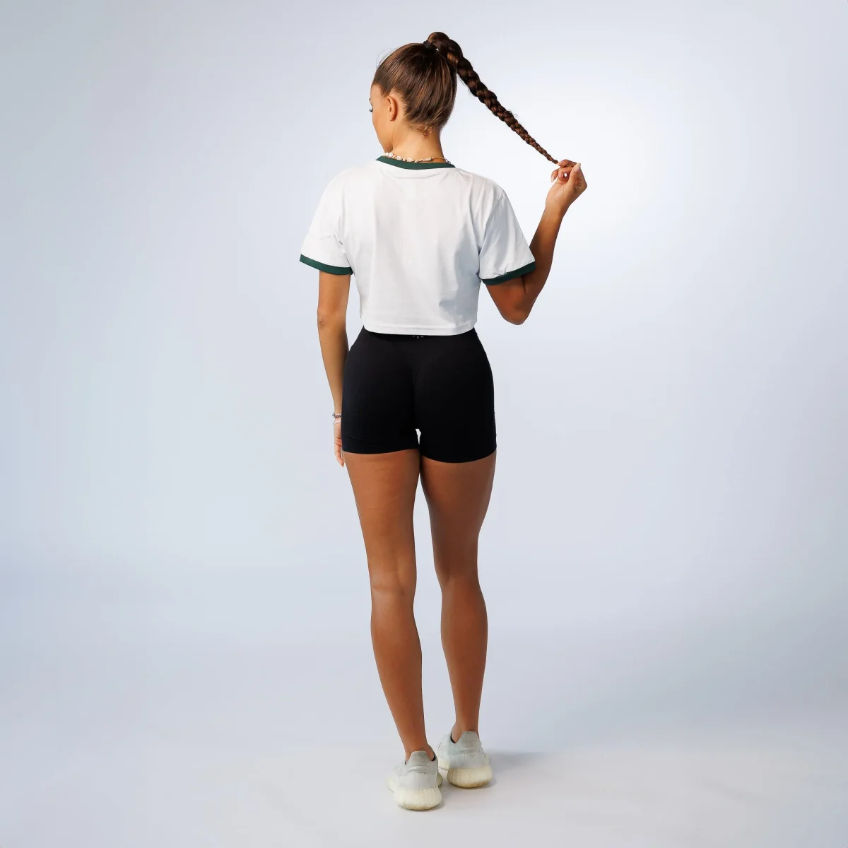 Crop T-shirt W College - White Green - immagine 5