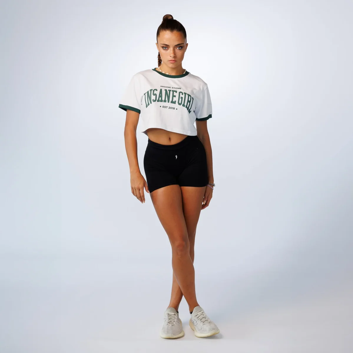 Crop T-shirt W College - White Green - immagine 3