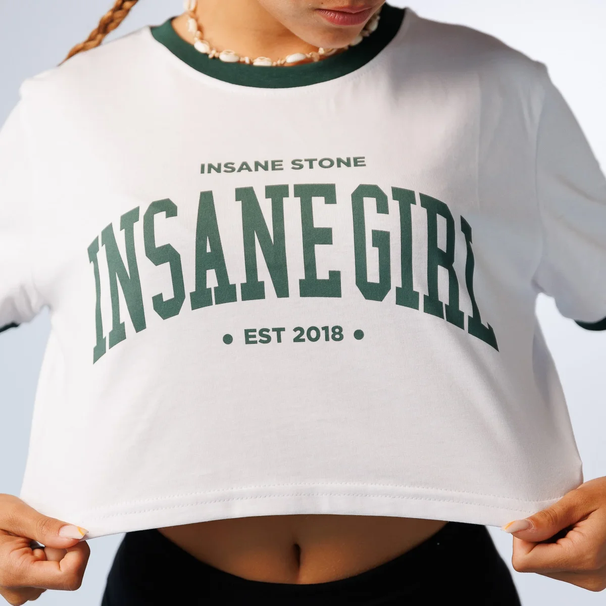 Crop T-shirt W College - White Green - immagine 4