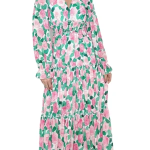 Abito lungo con fiori rosa - abbigliamento - Stilosa