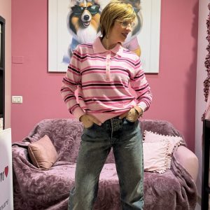 Polo righe rosa
