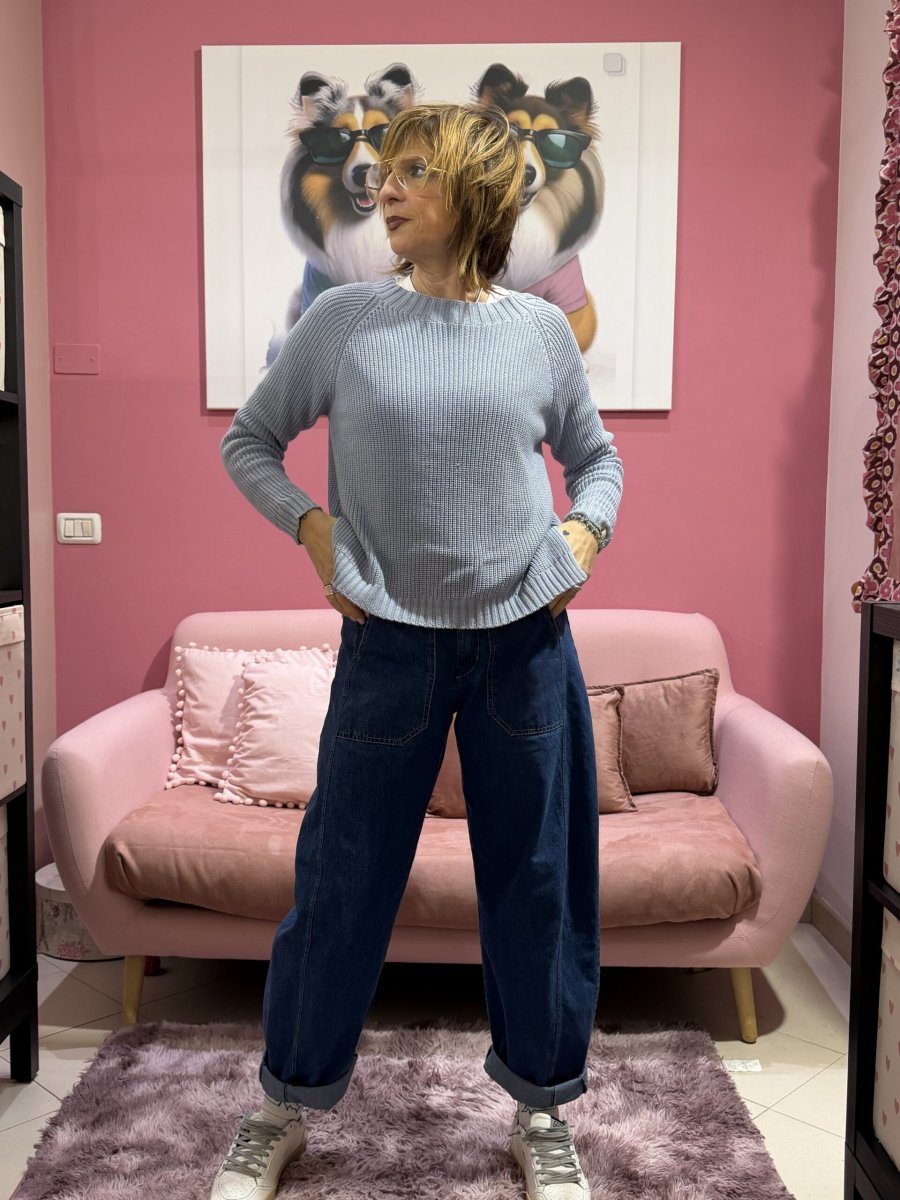 Maglioncino punto pannocchia azzurro - immagine 4