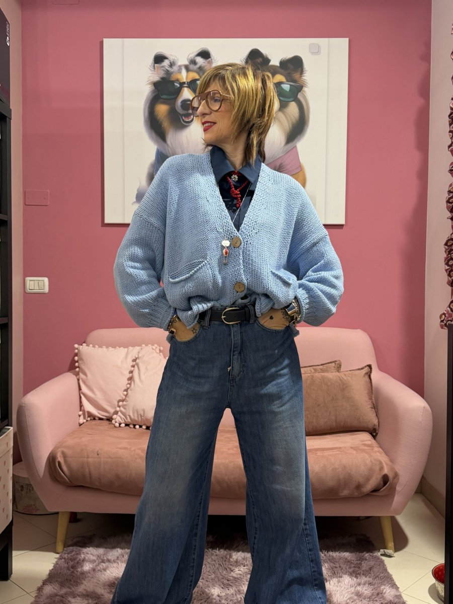 Cardigan Haveone azzurro - immagine 4