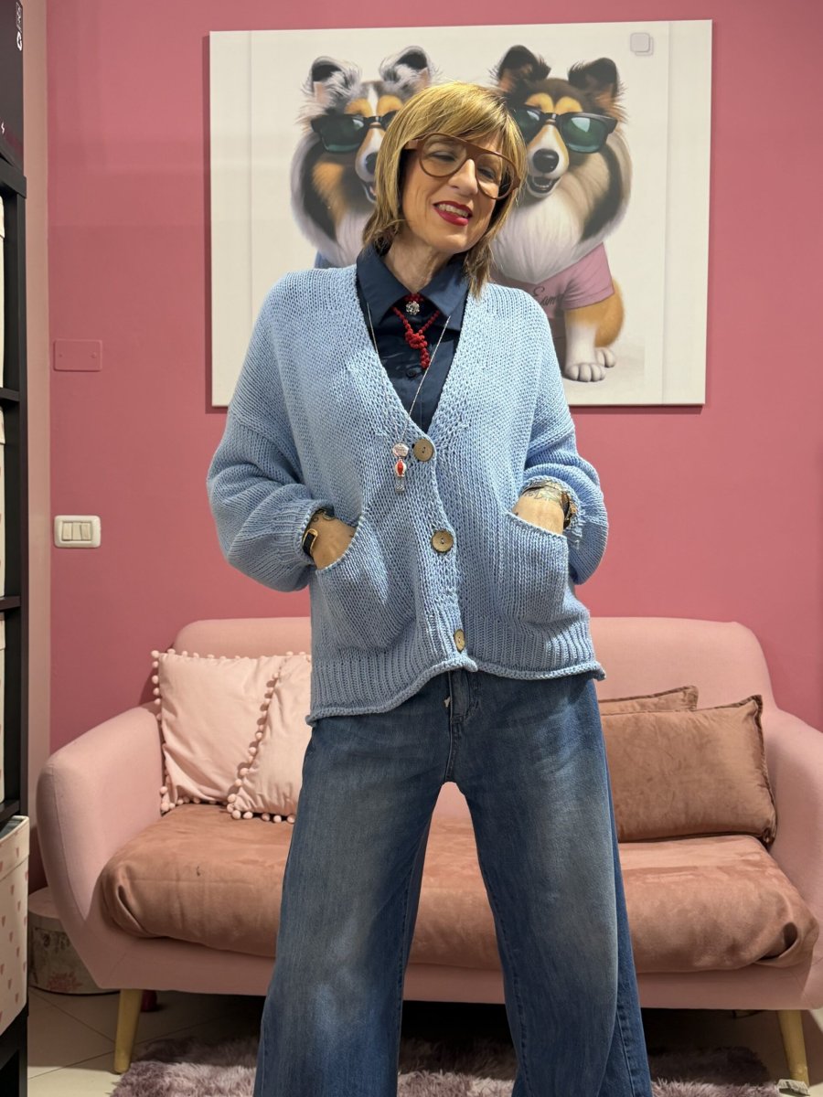 Cardigan Haveone azzurro - immagine 3