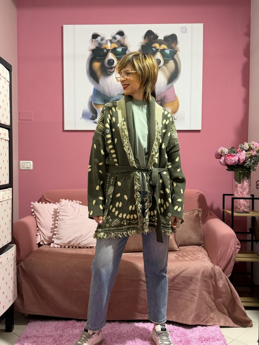 Cardigan bandana verde militare - immagine 2