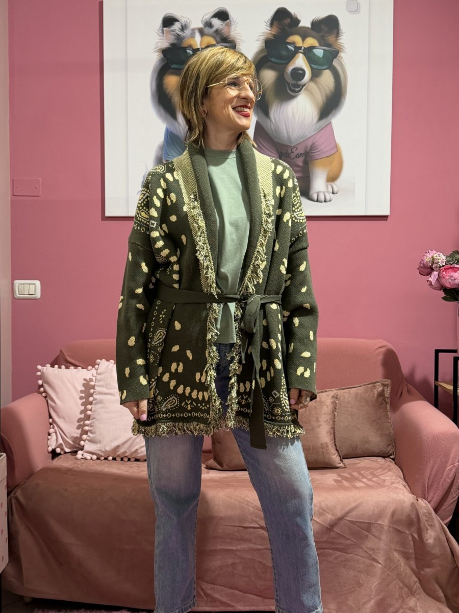 Cardigan bandana verde militare - immagine 3