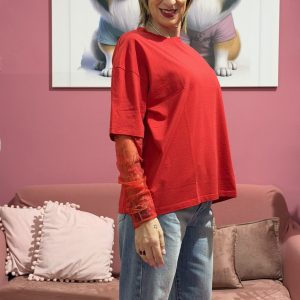 T shirt pizzo rossa