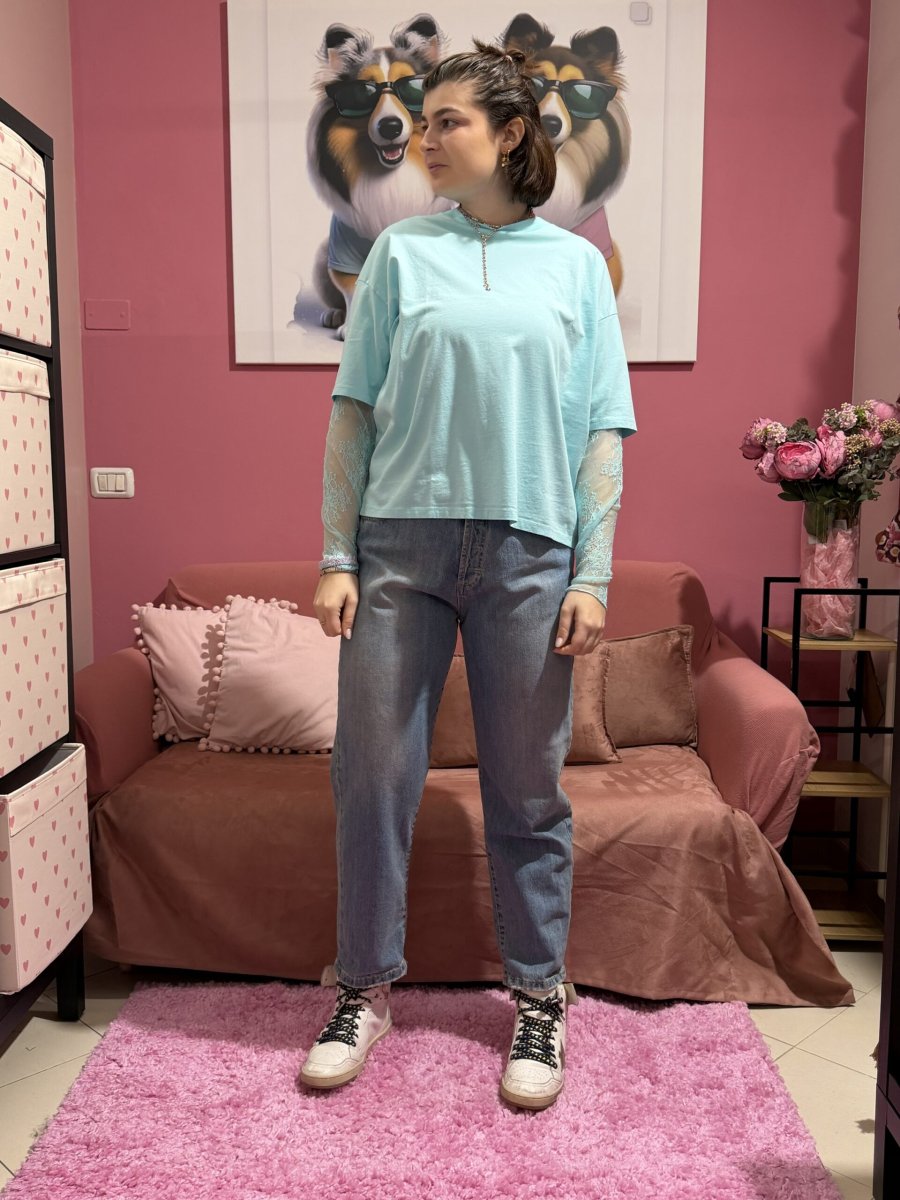 T shirt pizzo verde menta - immagine 2