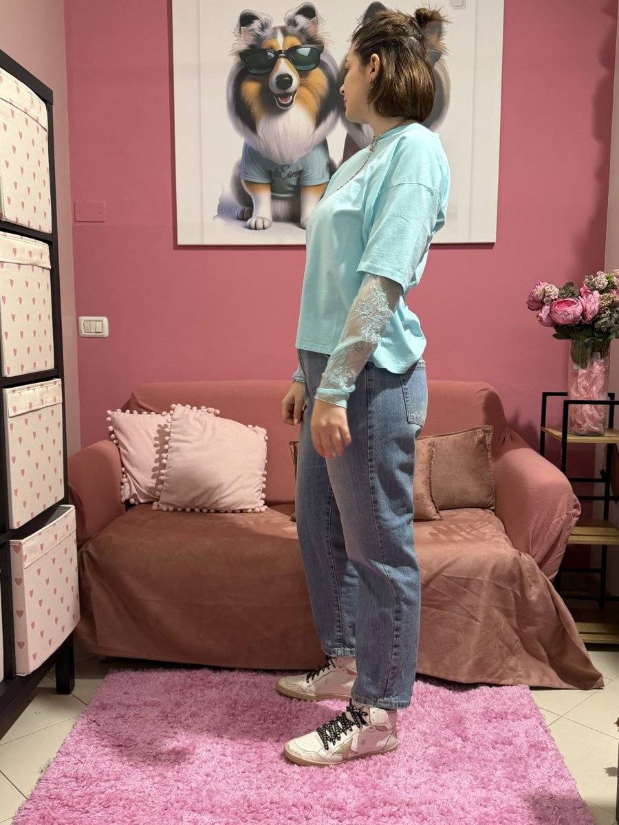 T shirt pizzo verde menta - immagine 3