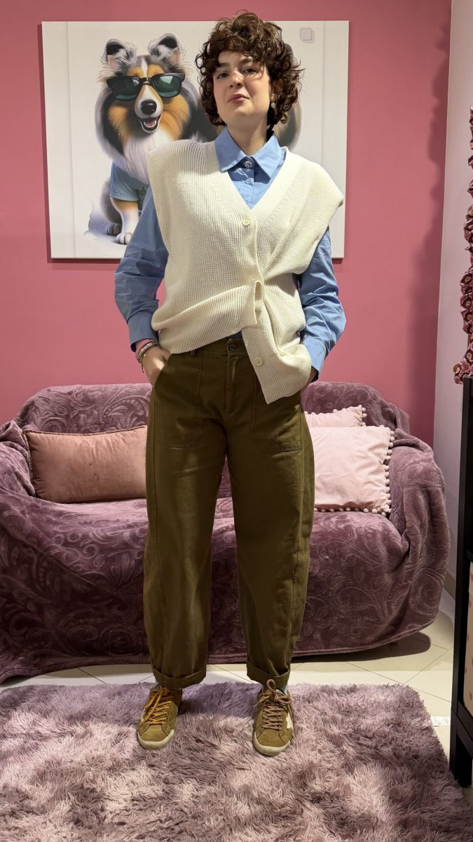 Gilet asimmetrico panna - immagine 2