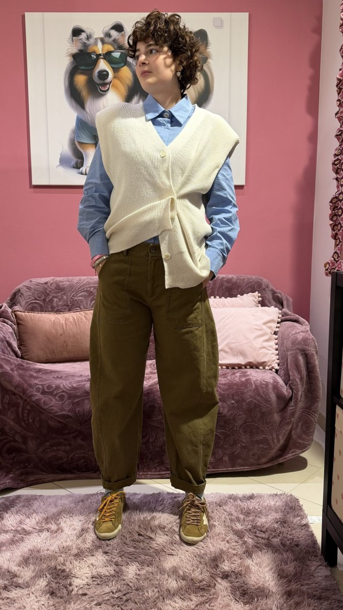 Gilet asimmetrico panna - immagine 3