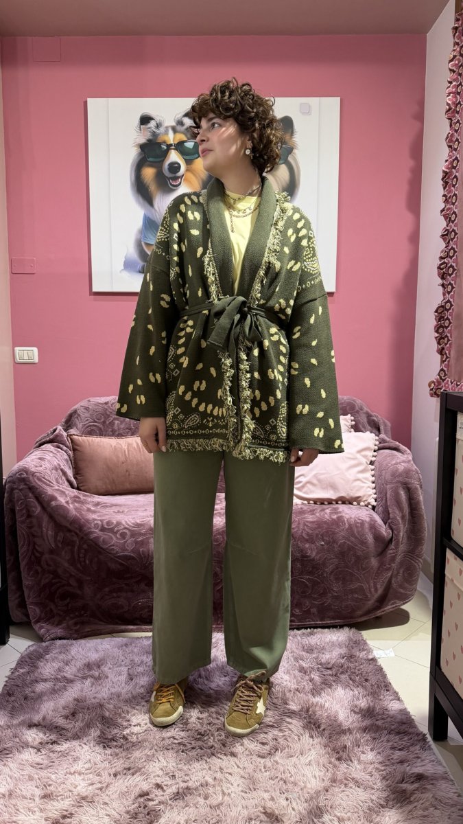 Cardigan bandana verde militare - immagine 5