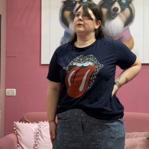 T shirt Curvy stampa rock