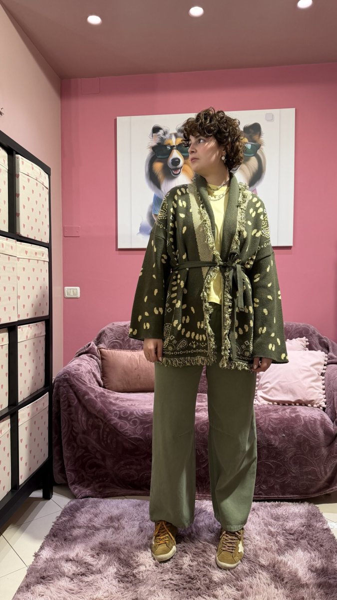 Cardigan bandana verde militare - immagine 4